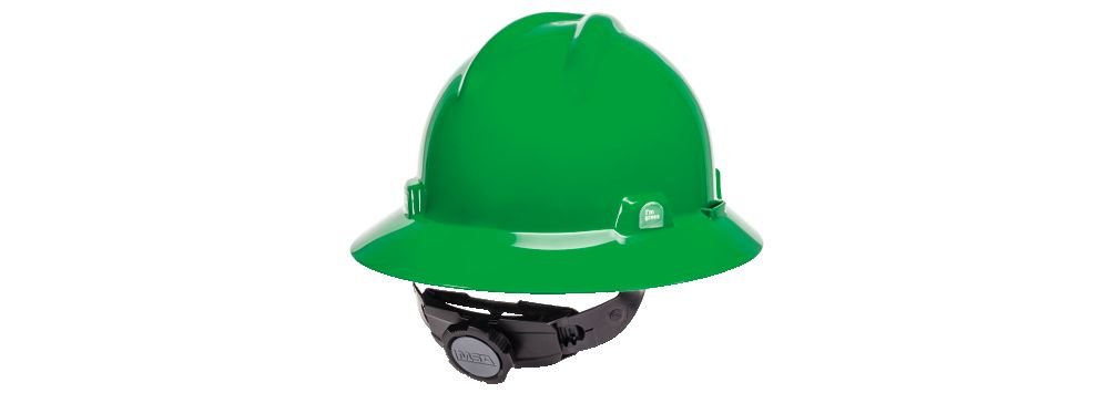 MSA V-gard Green Full Brim Hard Hat Green