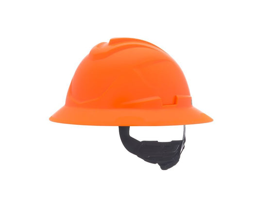 MSA V-gard Full Brim Hat 4-POINT Fas-trac HI-VIZ OR