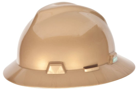 MSA Gold V-gard Full Brim Hardhat W/RATCHET Susp