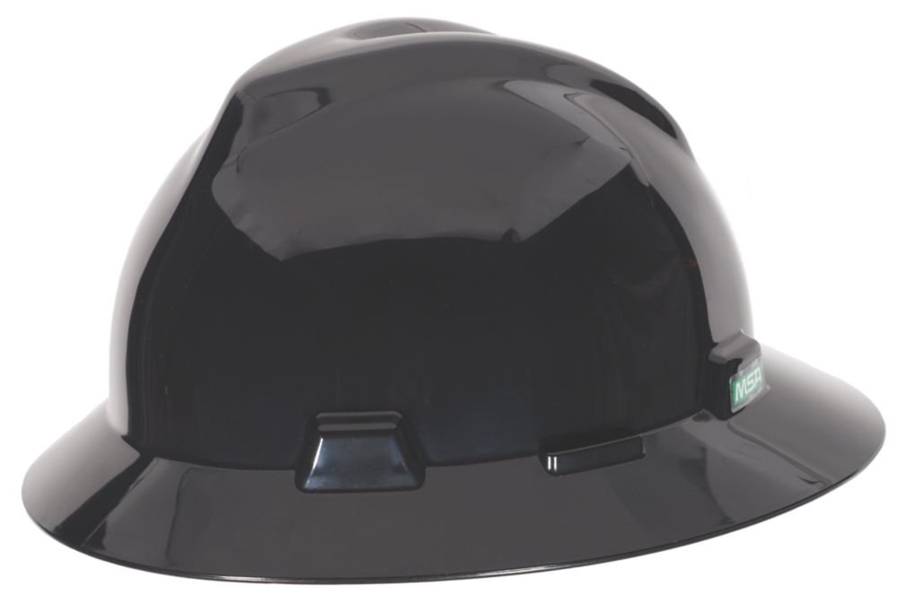 MSA Black V-gard Hat W/FAS Track Suspension