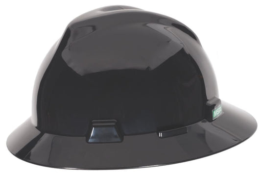 MSA Black V-gard Hat W/FAS Track Suspension
