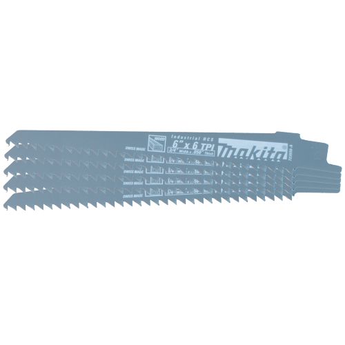Makita 6" 6TPI Wood Cutting Recip Blade, 5/Pack