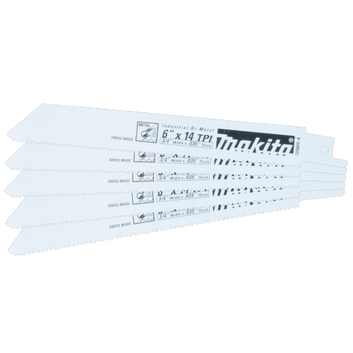 Makita 6"X 3/4" 14TPI Metal Reciprocating Saw Blade, 5/Pack