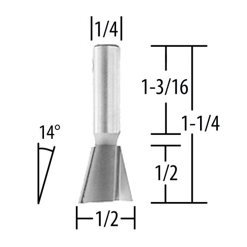 Makita 1/2" C.t. 14-DEG. Dove Tail Router Bit