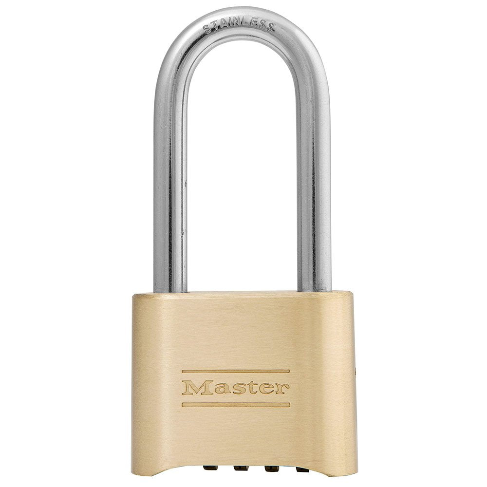 Master Lock Resettable Brass Combo 2-1/4IN ST Shackle, 6/Box