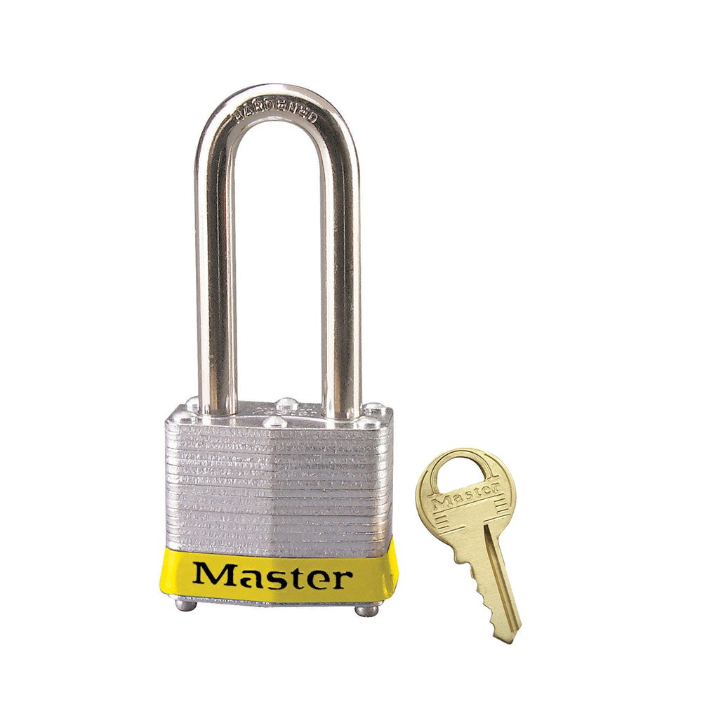Master Lock Yellow Lmntd Steel Safety Padlock; 2 IN Shackle, 6/Box
