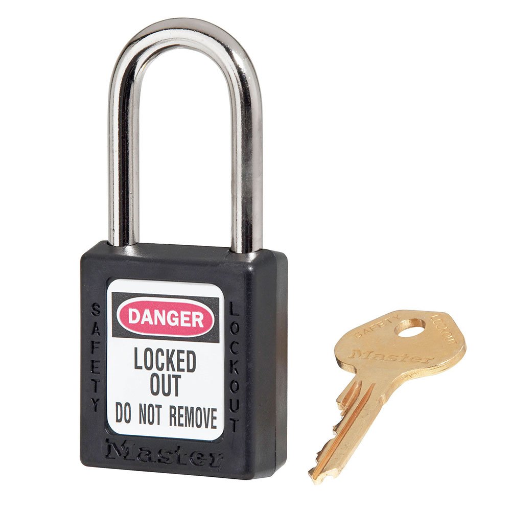 Master Lock Black Plastic Safety Padlock Keyed Differently, 6/Box