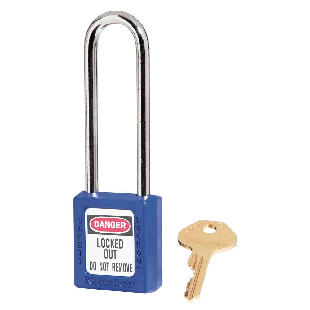 Master Lock Blue Zenex Body Extra Length Shackle KD, 6/Box