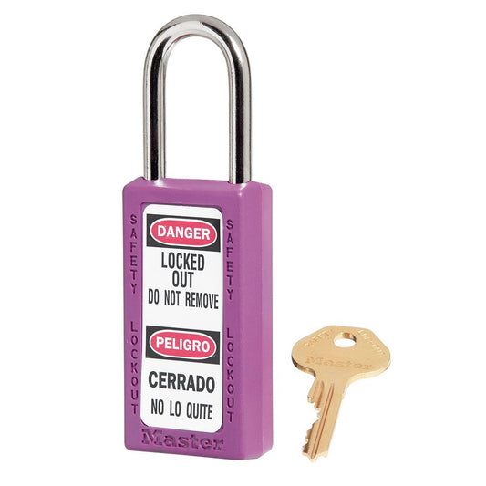 Master Lock Purple Safety Padlock 3"TALL Xenoy Body. 1/4", 6/Pack