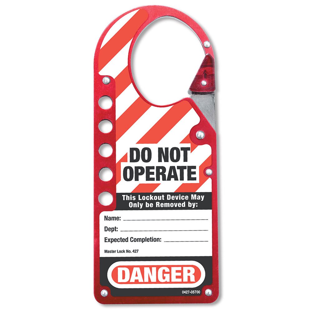 Master Lock 7"X2-7/8" Labelled Safety Lockout Hasp RED