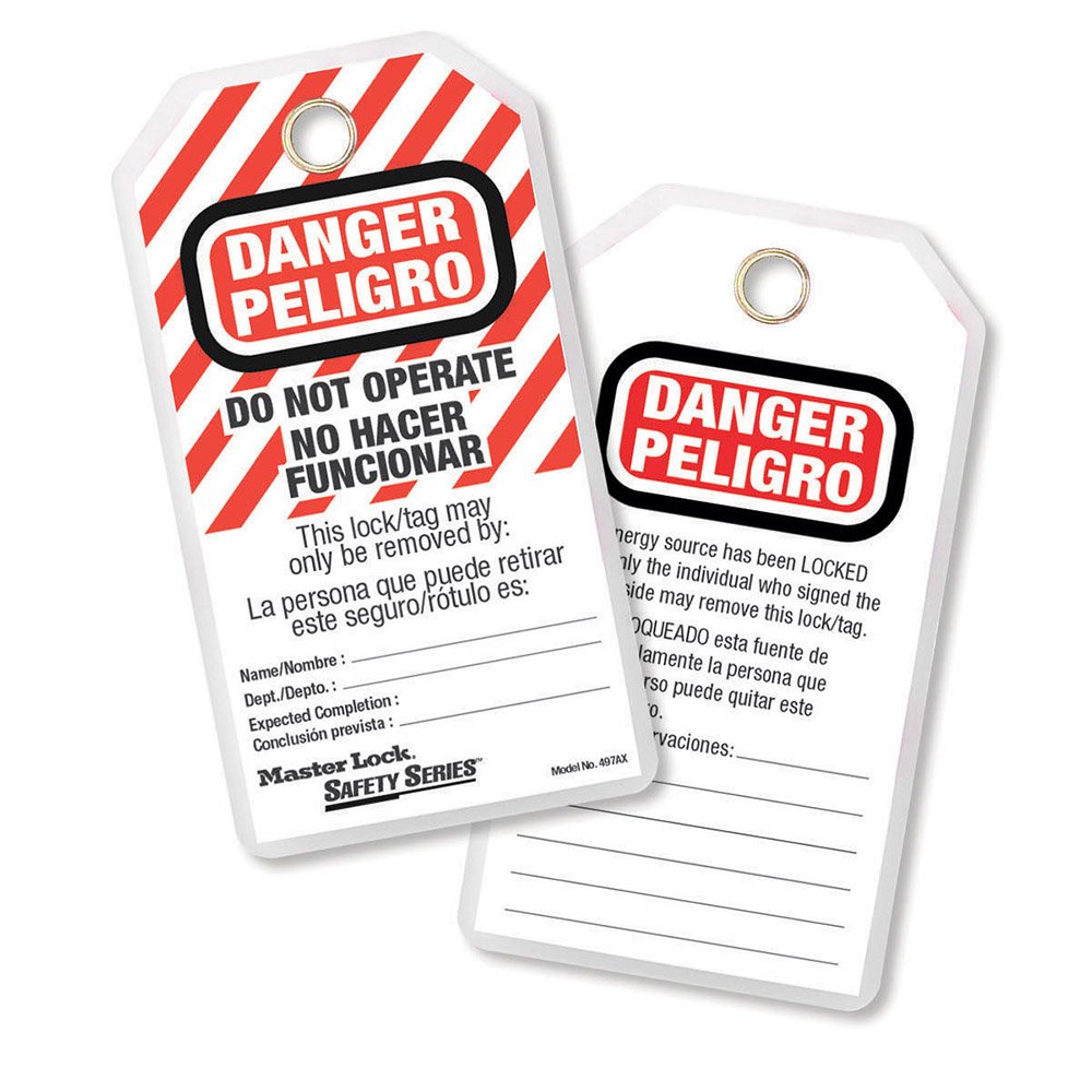 Master Lock Safety Lock OUT Labels BAG/12, 12/Pack