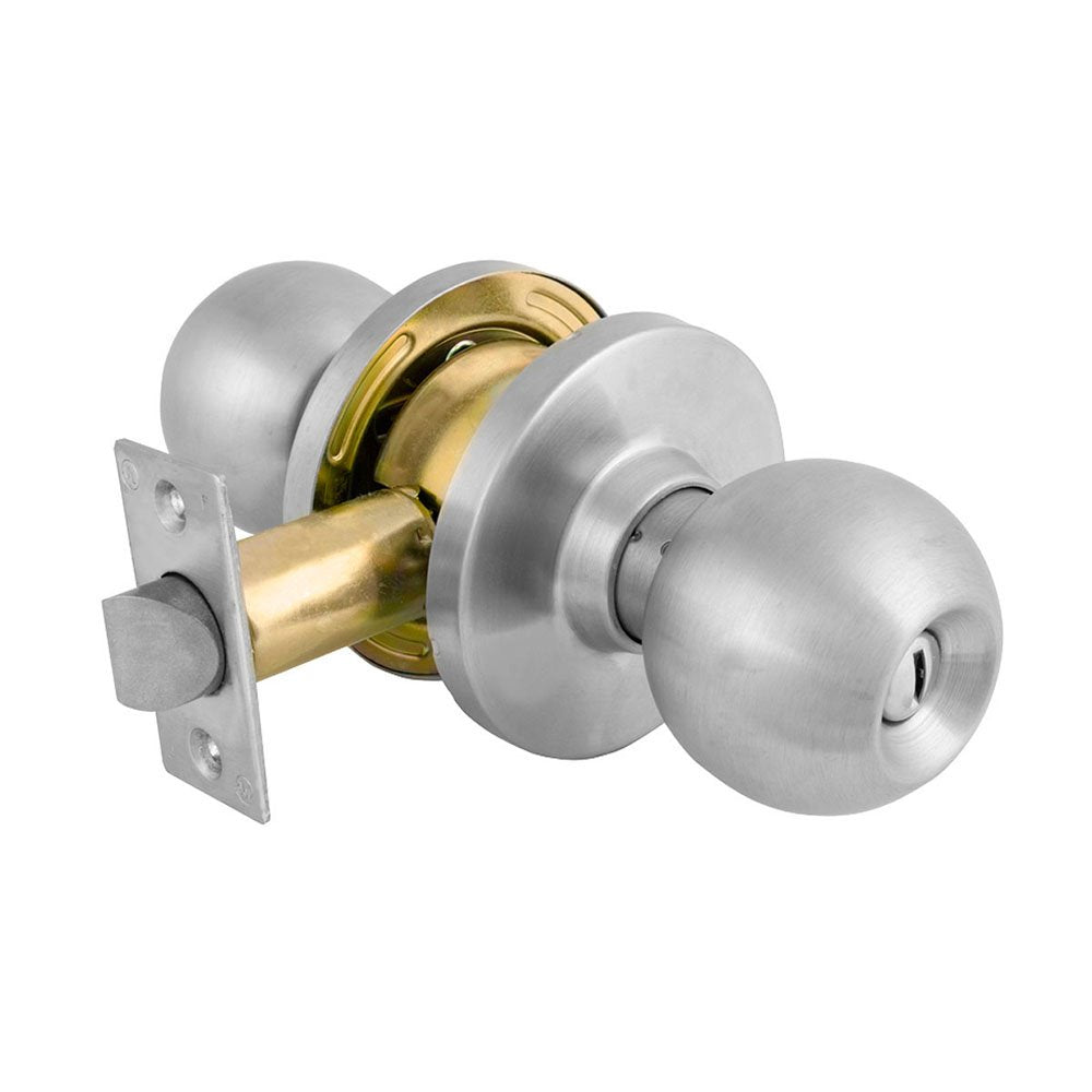 Master Lock Comm CYL Lockset Ball Knob Privacy Satin Chrome, 8/Carton