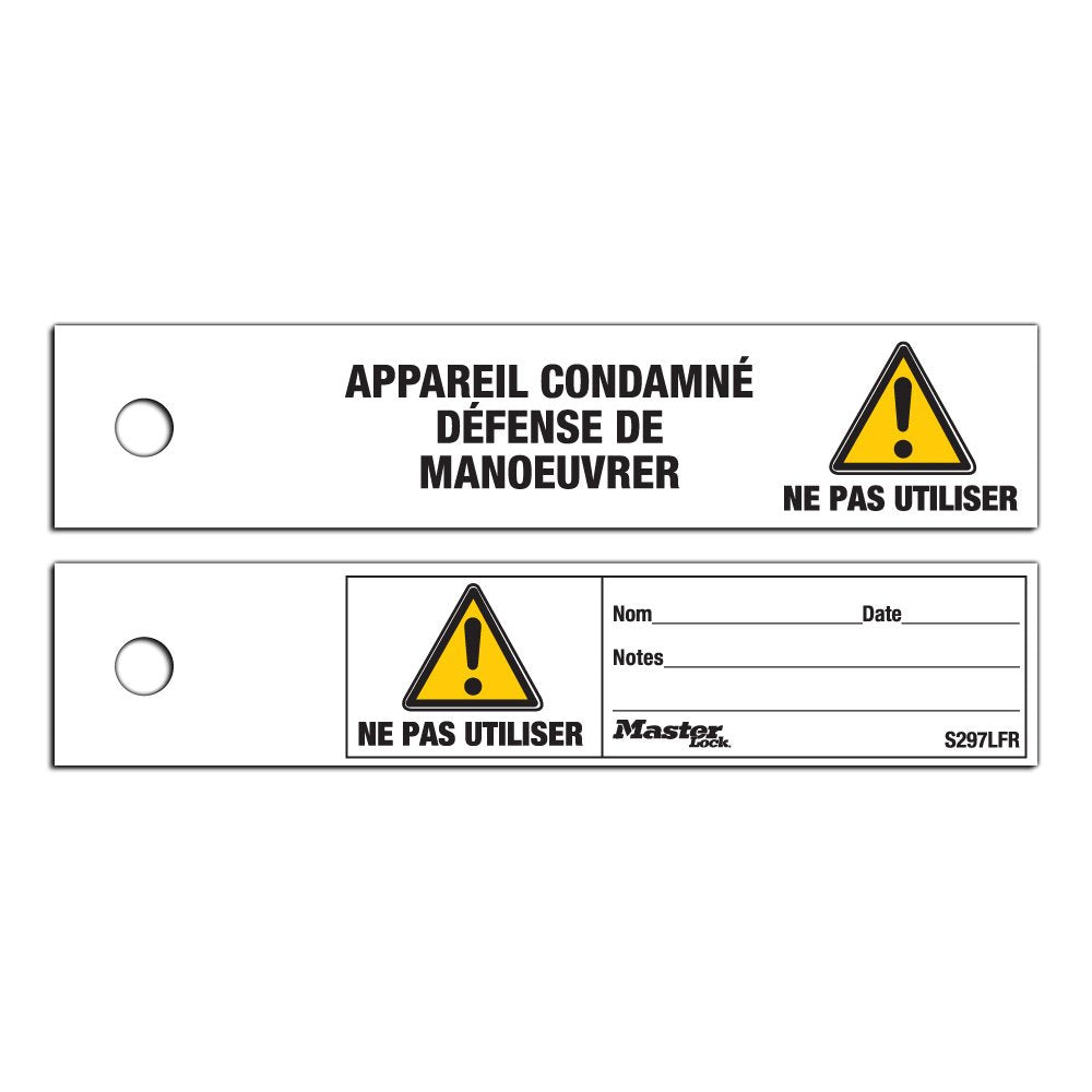 Master Lock Maintenance Tags FRENCH100/BG (Bag)