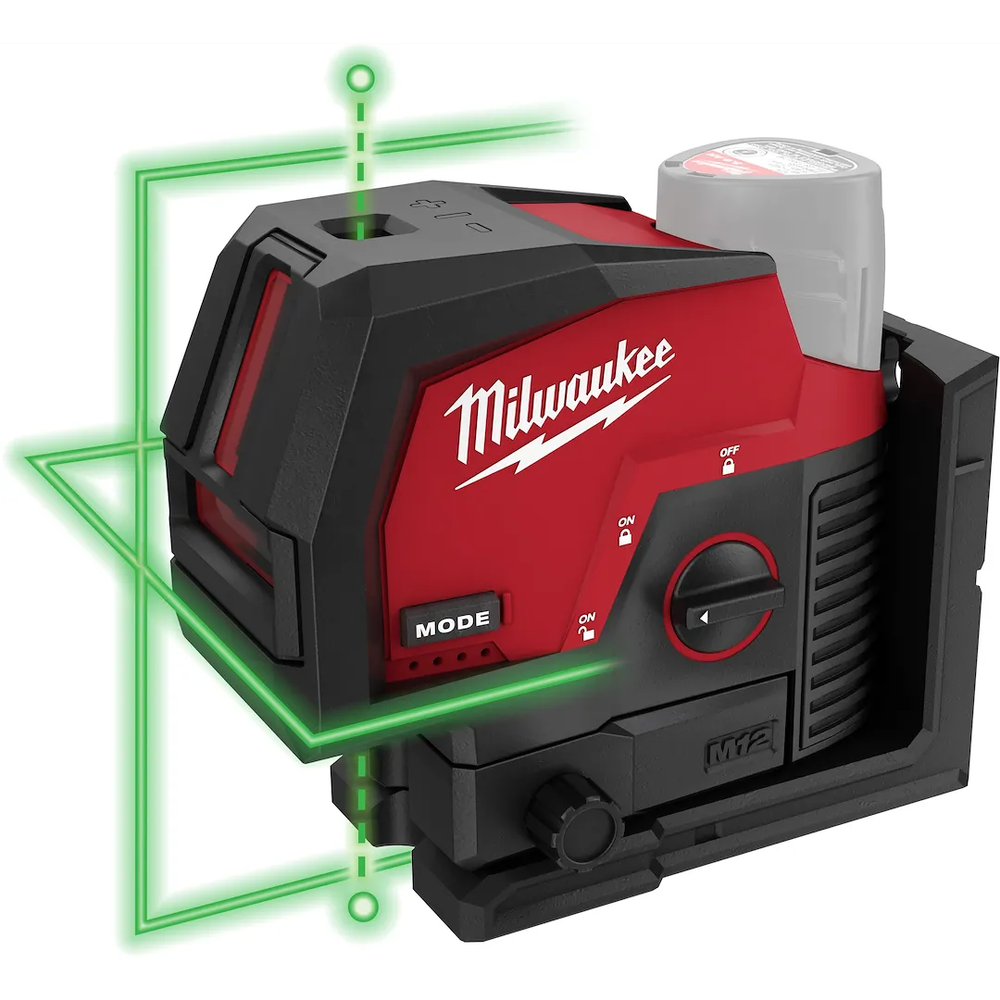 Milwaukee Tool M12 Green Cross Line Andplumb Points Laser