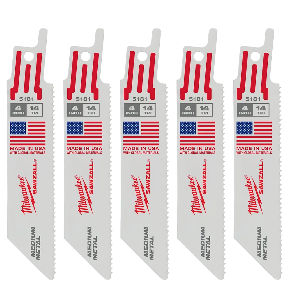 Milwaukee Tool 4" 14TPI Supersawzall BL, 5/Pack