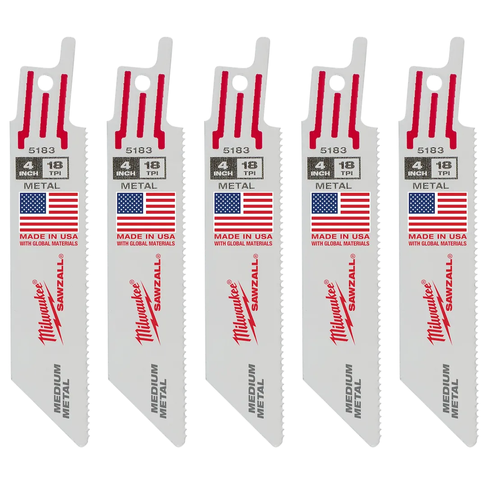 Milwaukee Tool 4"L 18TPI Super Sawzall, 5/Pack