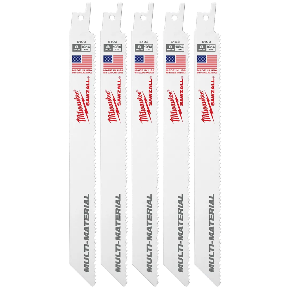 Milwaukee Tool 8" 10/14TPI Supersawzall, 5/Pack