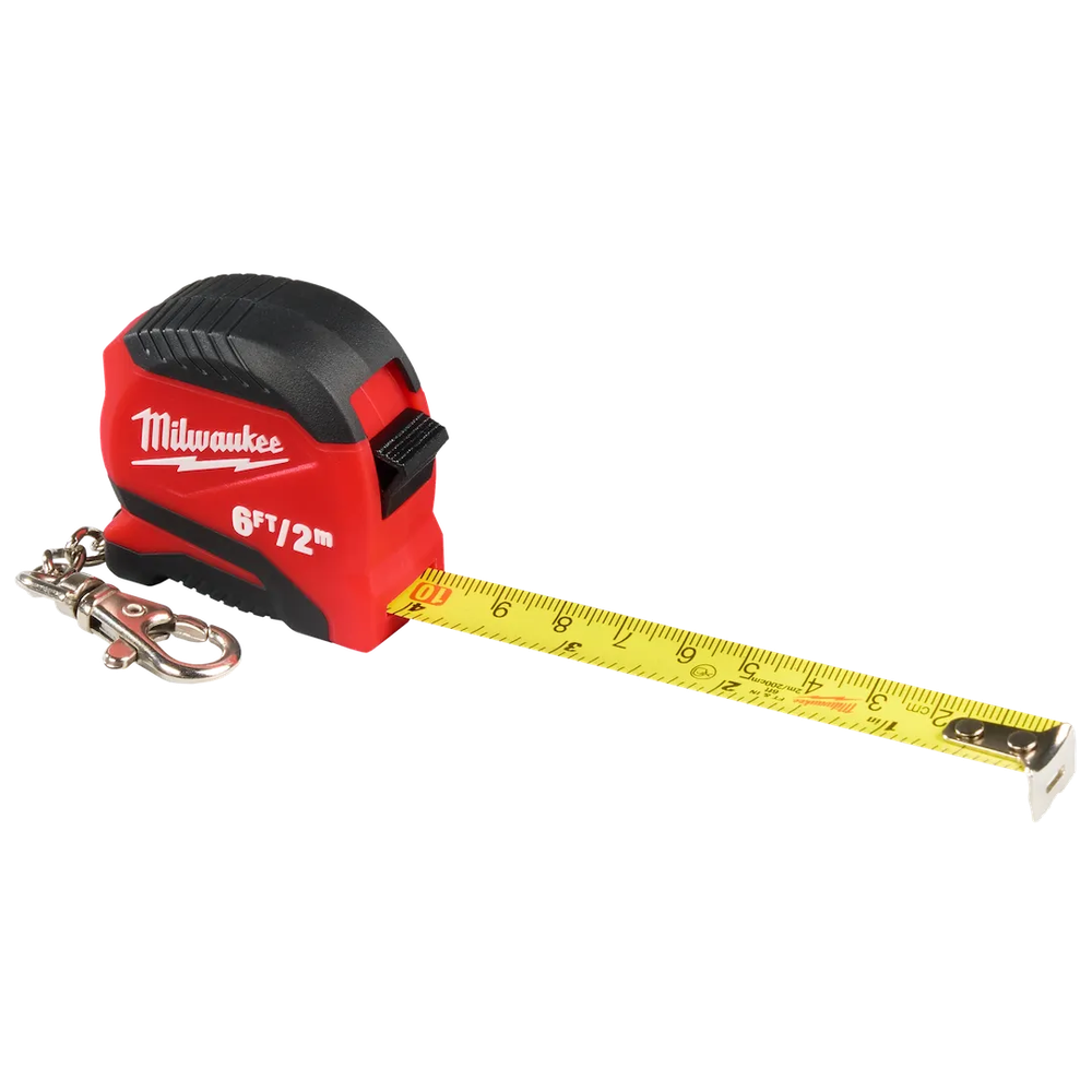 Milwaukee Tool Keychain Tape Measure Measures UP TO 6 FT/2M