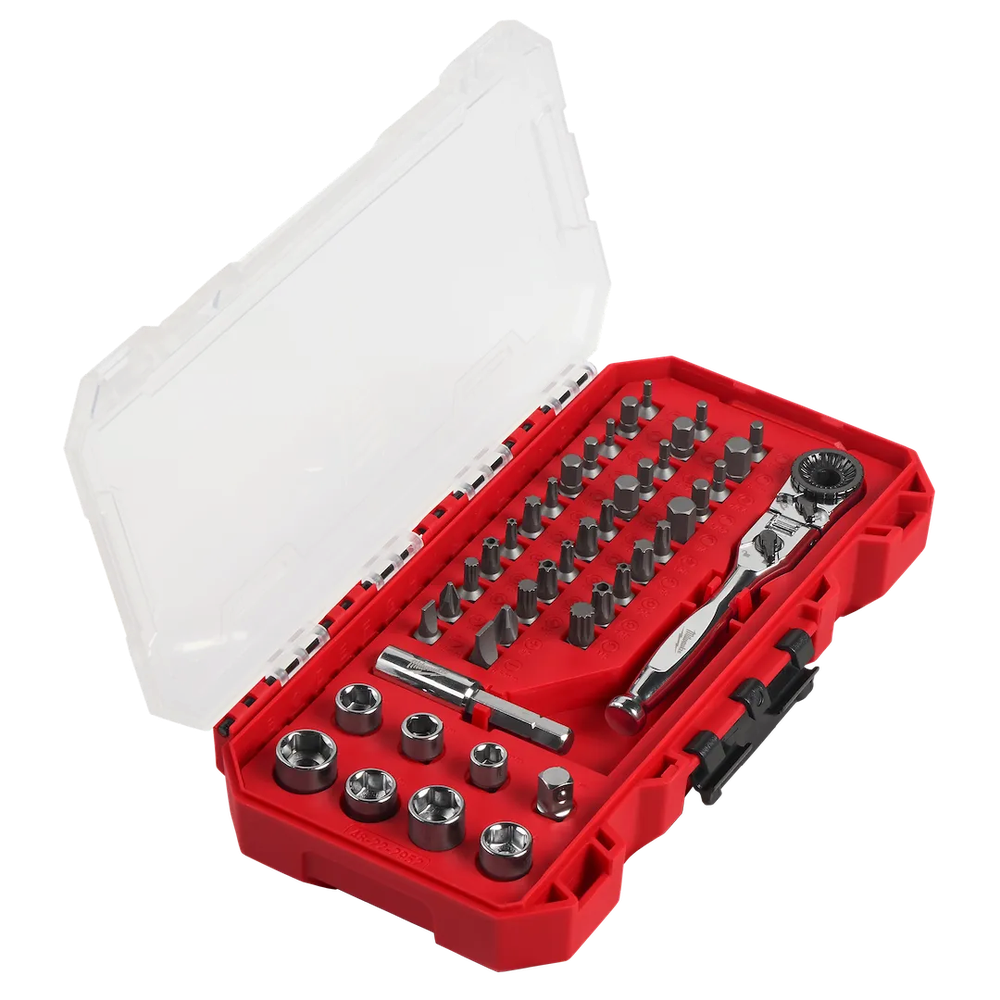 Milwaukee Tool 44PC 1/4" Hexdrive Miniflexhead RATCHET/BIT Set (Set)