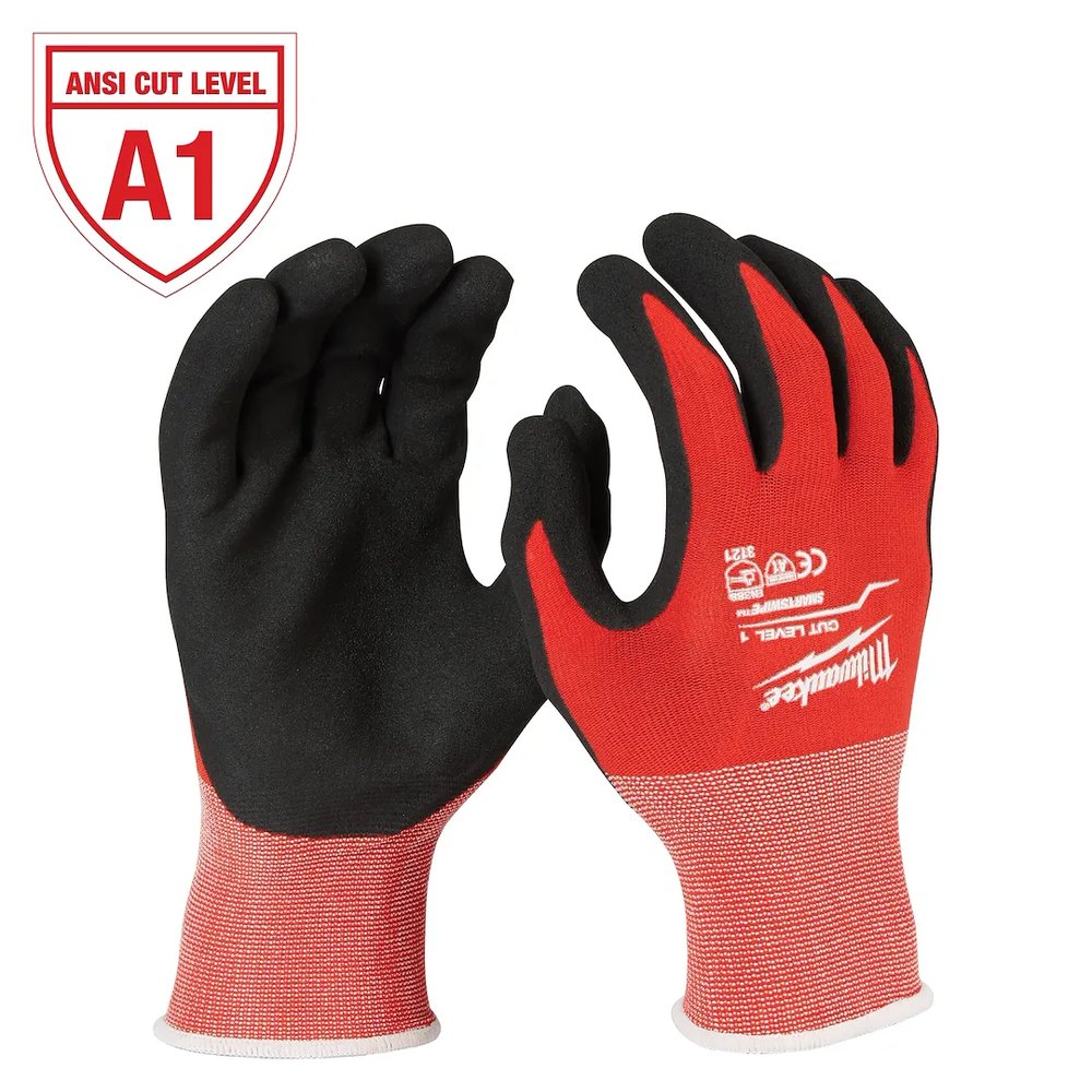 Milwaukee Tool Cut Level 1 Nitrile Dipped Gloves - L, 6 Pairs/Pack