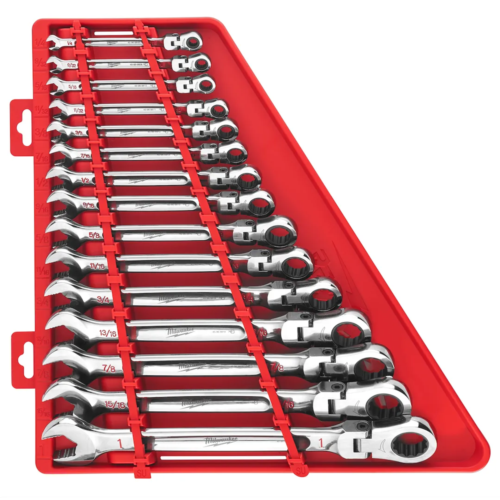 Milwaukee Tool 15PC SAE Flexhead Ratcheting Combo Wrench Set (Set)