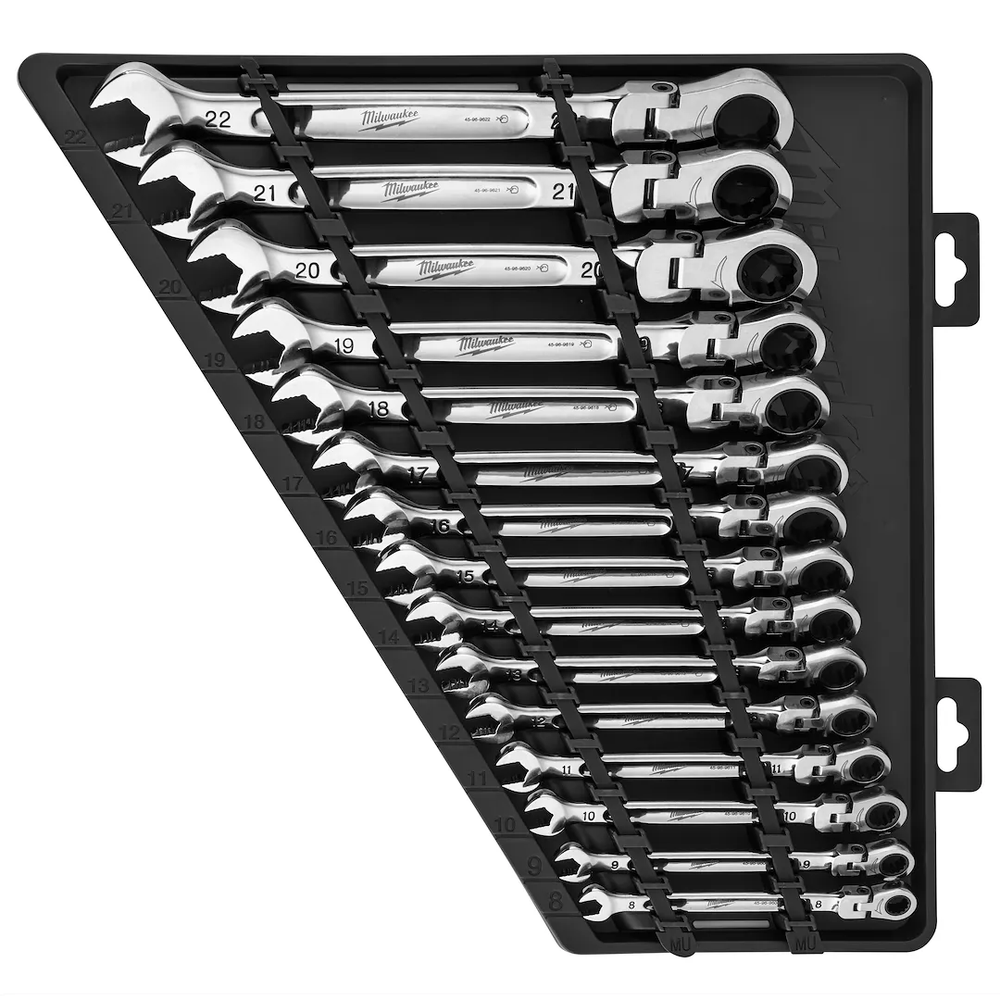 Milwaukee Tool 15PC Met. Flex Head Ratcheting Combo Wrench Set (Set)