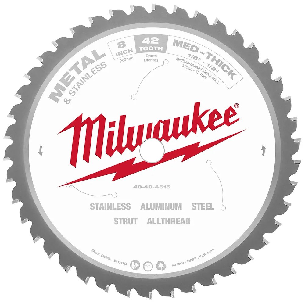 Milwaukee Tool 8" Circular Saw Blade Metal Cutting 42T