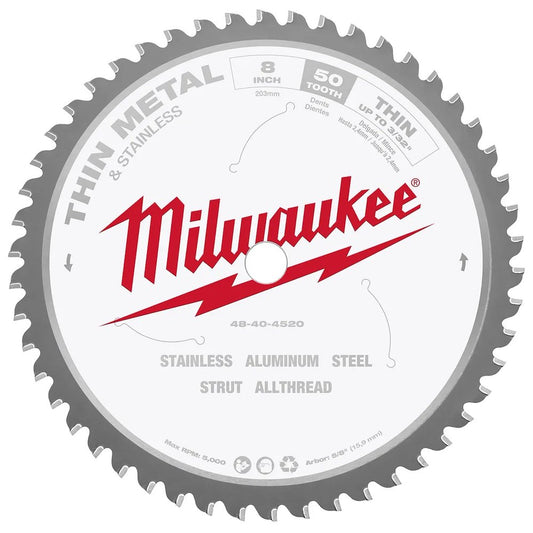 Milwaukee Tool 8" Circular Saw Blade Metal Cutting 50T