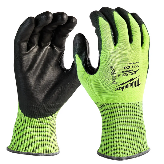 Milwaukee Tool HI VIS Cut 4 Polyurethane Dipped- XXL, 6/Pack