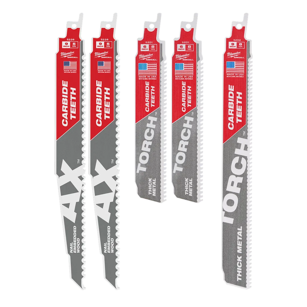 Milwaukee Tool 5PC Carbide Teeth Sawzall Blade Set (Set)