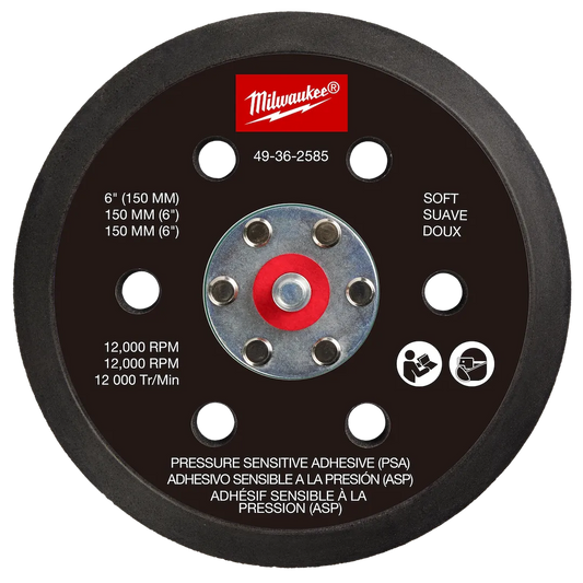 Milwaukee Tool 6"PRESSURE Sensitive Adhesive Sand Back Pad-soft
