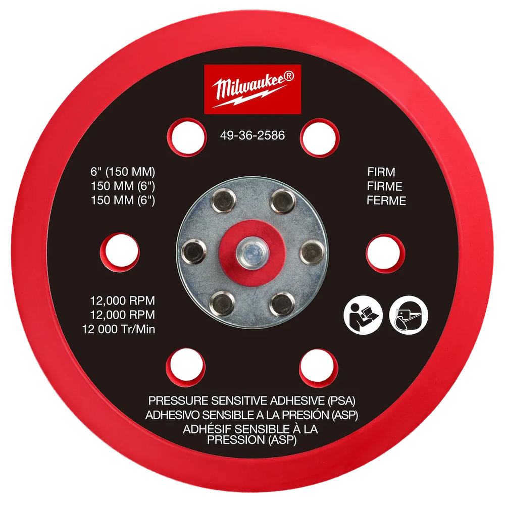 Milwaukee Tool 6"PRESSURE Sensitive Adhesive Sand Back Pad-firm