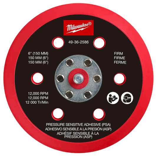 Milwaukee Tool 6"PRESSURE Sensitive Adhesive Sand Back Pad-firm