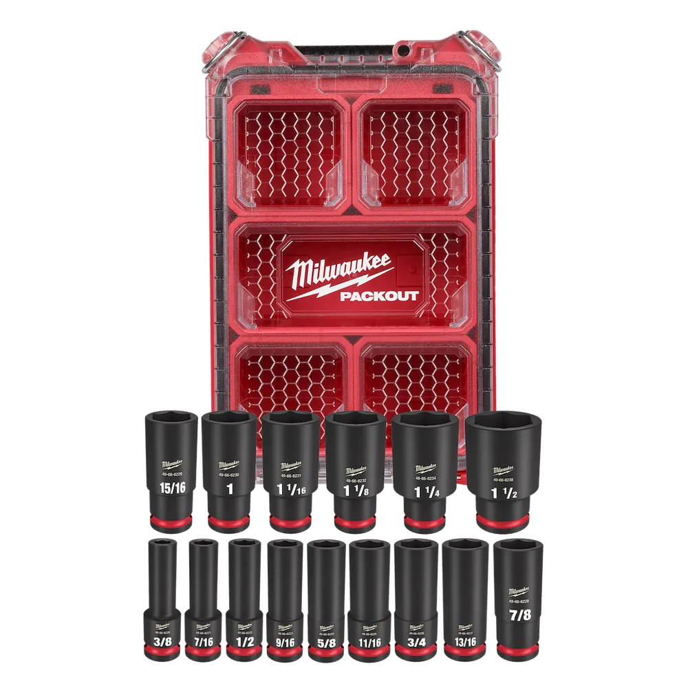 Milwaukee Tool Shockwave IMP Duty SKT 1/2 DR 15PC SAE Packout (Set)