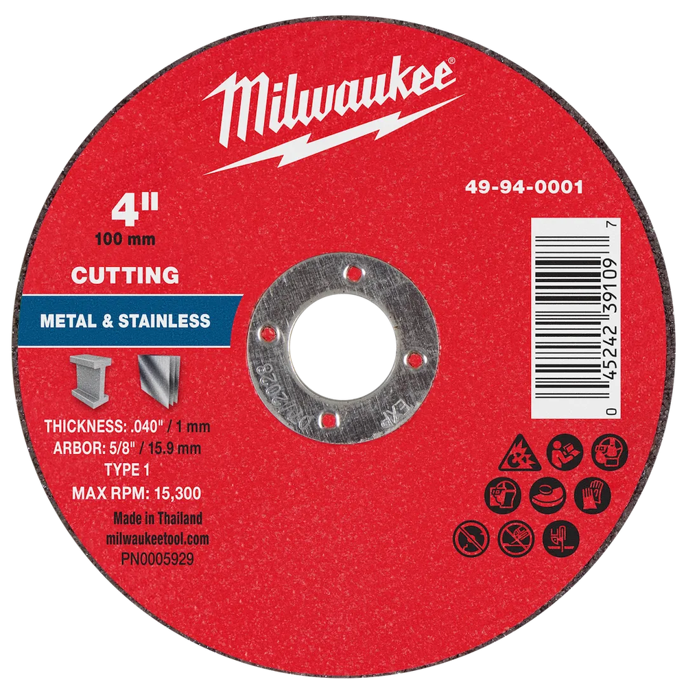 Milwaukee Tool 4" X .040" X 5/8" Metalcut OFF Wheel -type 1