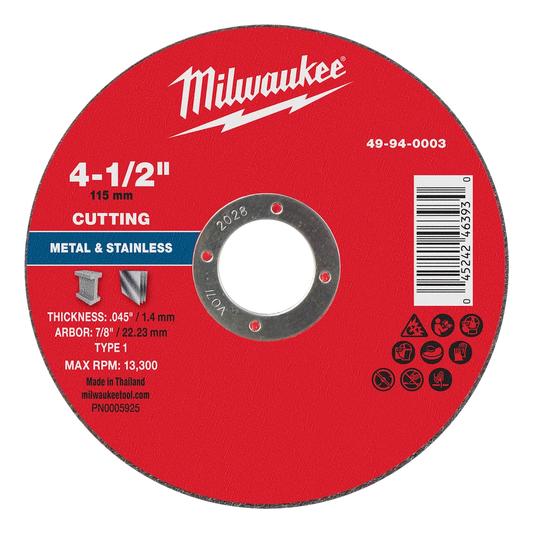 Milwaukee Tool 4-1/2" X .045"X7/8" Metal Cut OFF Wheel -type 1