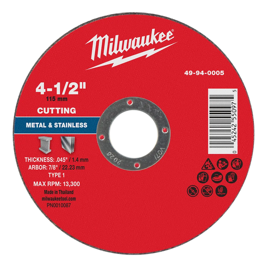 Milwaukee Tool 4-1/2" X .045"X 7/8" Metal Cut OFF Wheel -type 1