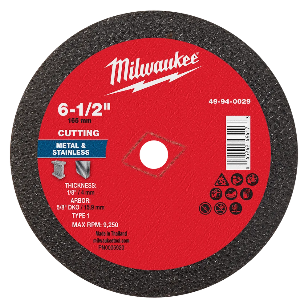 Milwaukee Tool 6-1/2"X1/8"X 5/8" DKO Metal Cut OFF Wheel Type 1