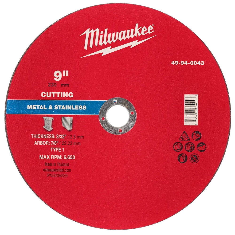 Milwaukee Tool 9" X 3/32" X 7/8" Metalcut OFF Wheel -type 1