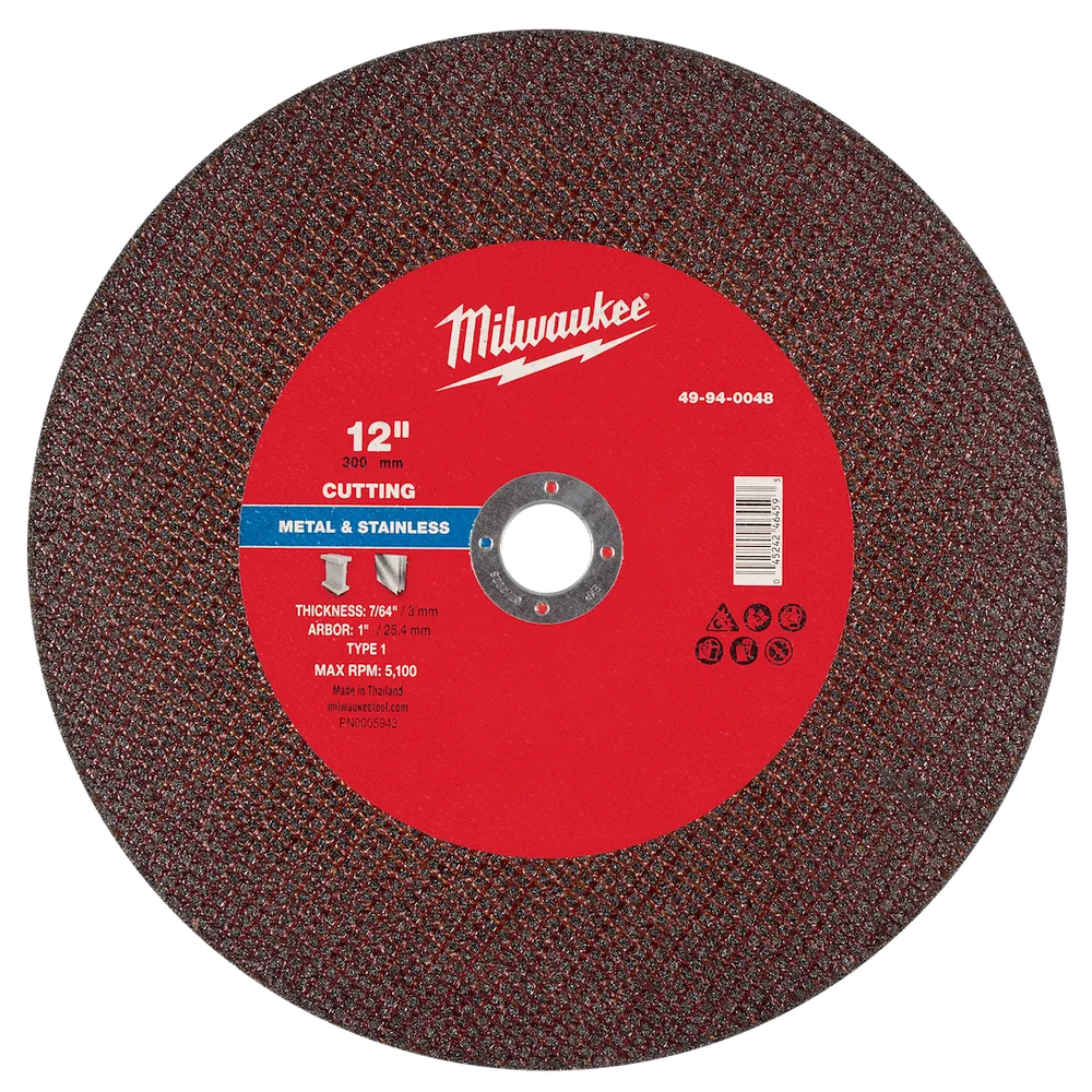Milwaukee Tool 12" X 7/64" X 1" Metal Cut OFF Wheel -type 1