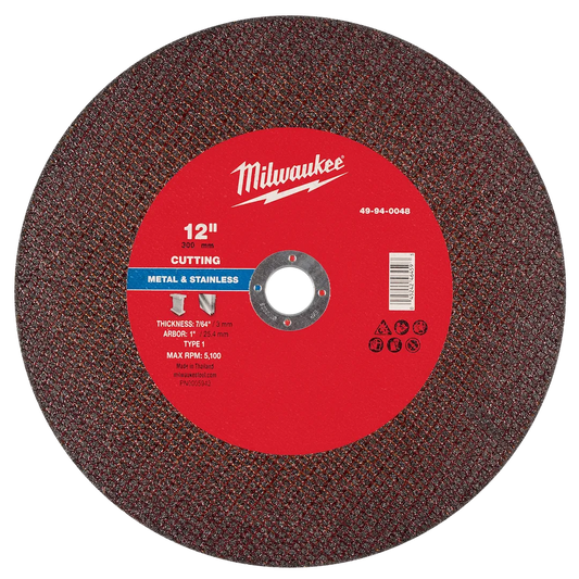 Milwaukee Tool 12" X 7/64" X 1" Metal Cut OFF Wheel -type 1