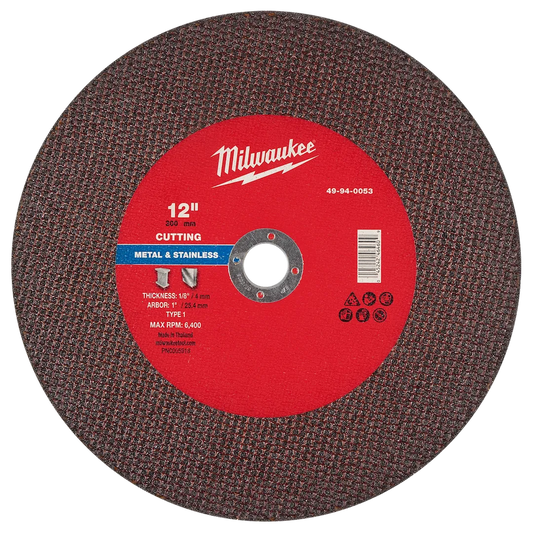Milwaukee Tool 12" X 1/8" X 1" Metal Cut OFF Wheel -type 1