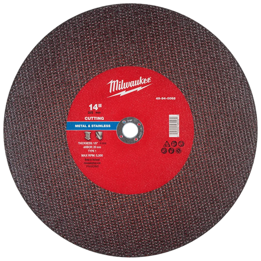 Milwaukee Tool 14" X 1/8" X 20MM Metalcut OFF Wheel -type 1