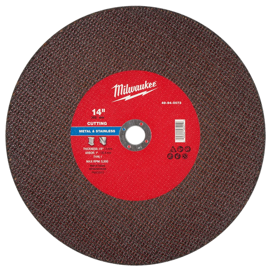 Milwaukee Tool 14" X 1/8" X 1" Metal Cut OFF Wheel -type 1