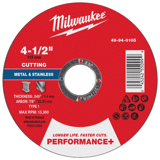 Milwaukee Tool 4-1/2"X.045"X7/8"PERFORMANCE Metal Cut OFF Wheel