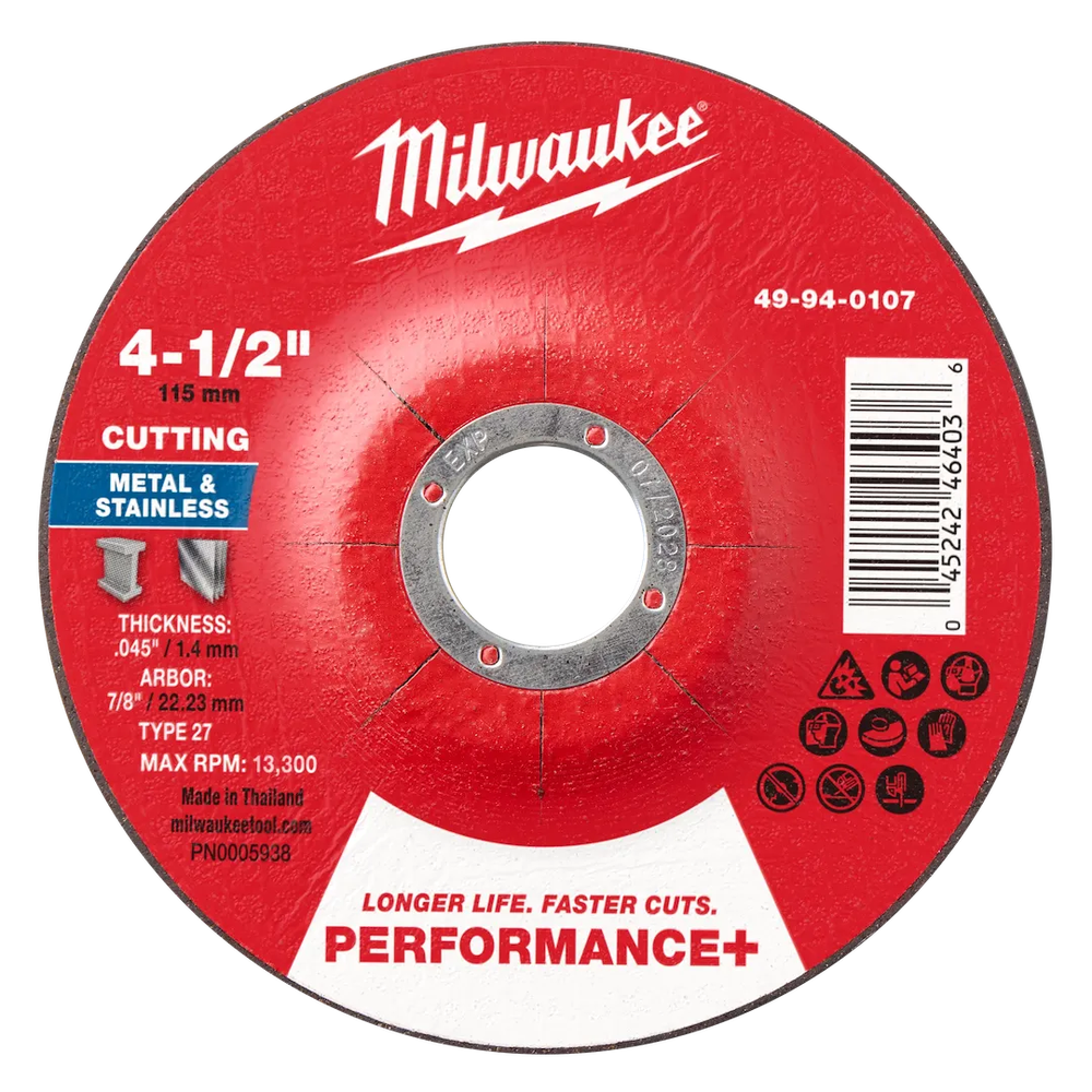 Milwaukee Tool 4-1/2"X.045"X7/8"PERFORMANCE Metal Cut OFF Wheel