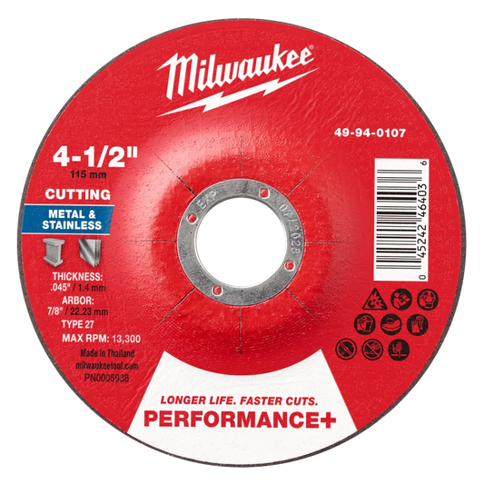 Milwaukee Tool 4-1/2"X.045"X7/8"PERFORMANCE Metal Cut OFF Wheel