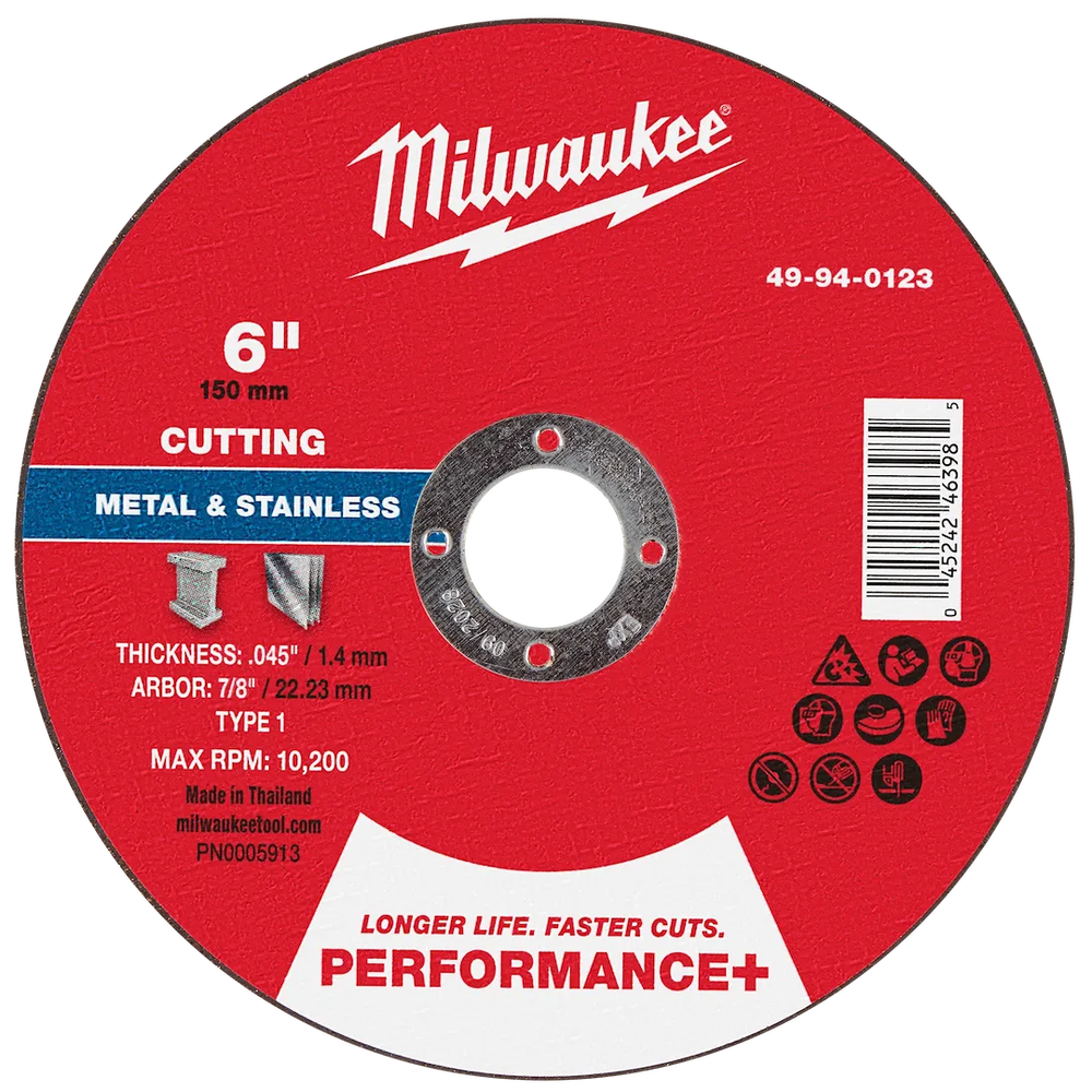 Milwaukee Tool 6" X .045" X 7/8"PERFORMANCE Metal Cut OFF Wheel