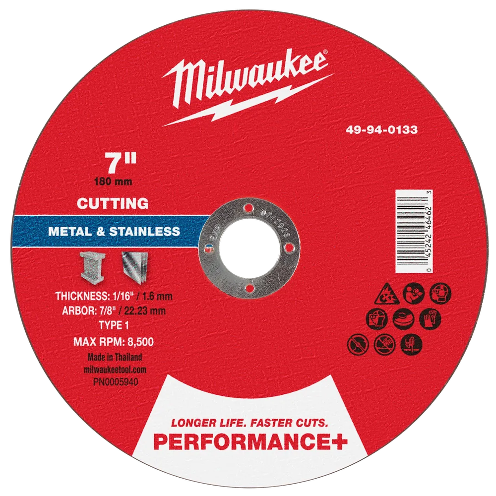 Milwaukee Tool 7" X 1/16" X 7/8"PERFORMANCE Metal Cut OFF Wheel