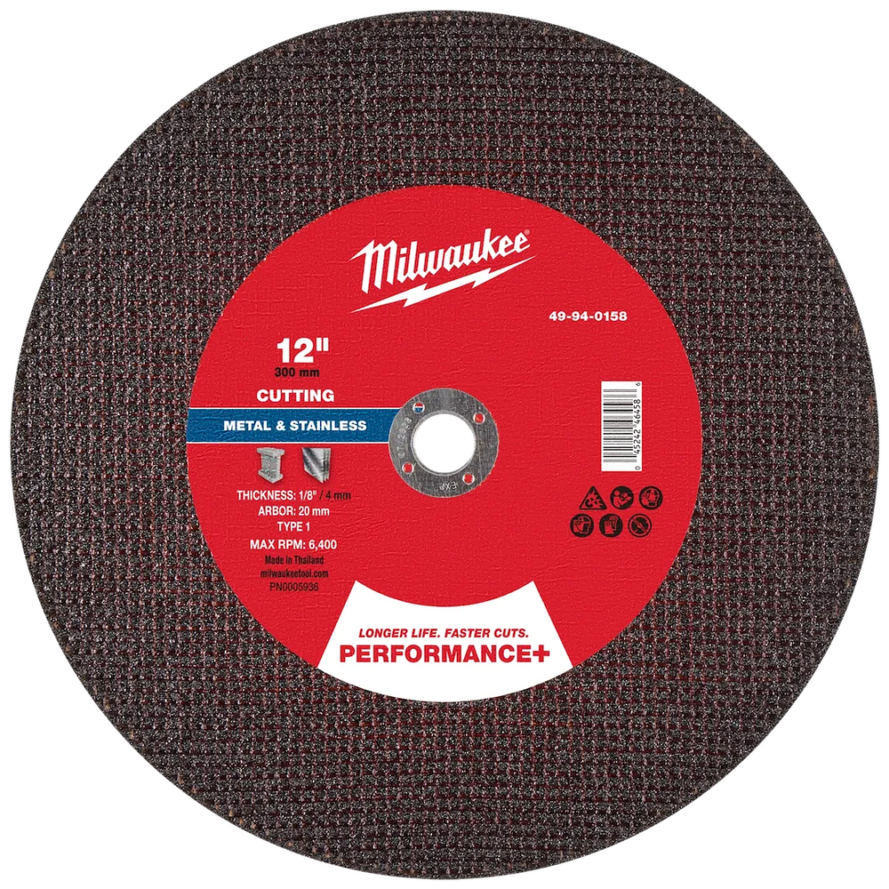 Milwaukee Tool 12"X 1/8"X 20MM Performance Metal Cut OFF Wheel
